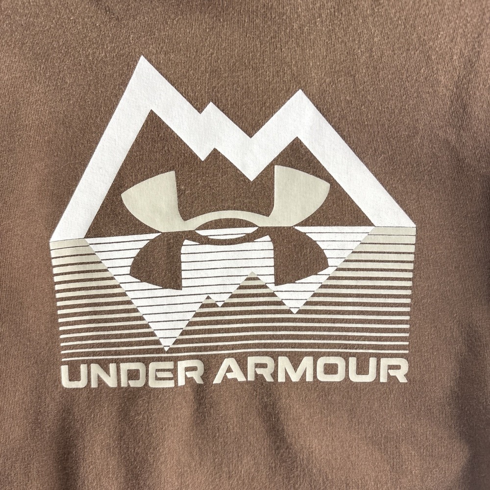 Under Armor Youth Large Brown Long Sleeve Fleece Hoodie Athletic Gym Casual - Picture 7 of 7